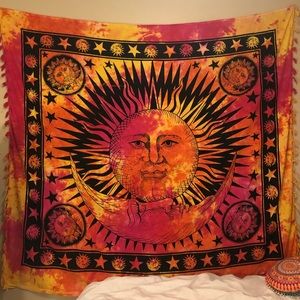 Tie-dye sun and moon tapestry